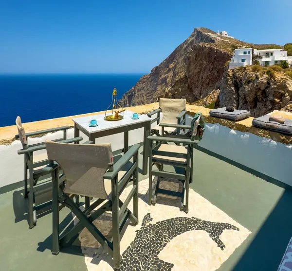 Panoramic views house over the Aegean sea - Folegandros, Folegandros, Cyclades Islands