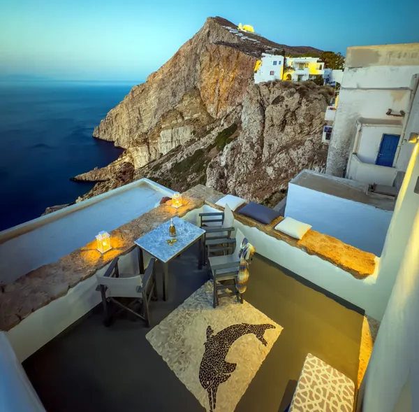 Panoramic views house over the Aegean sea - Folegandros, Folegandros, Cyclades Islands