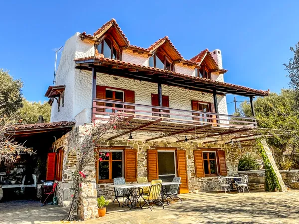 Seafront Stone Villa with independent Guesthouse and Panoramic Views over the Evoikos Gulf  - Diliso, Nea Stira, Evia, Central Greece