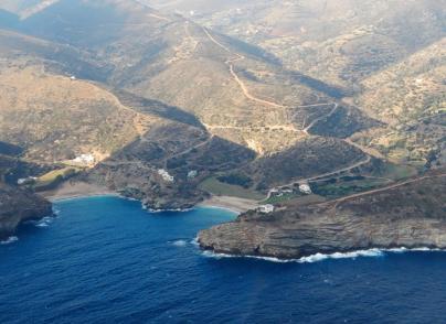 Large land plot with panoramic sea views in Andros