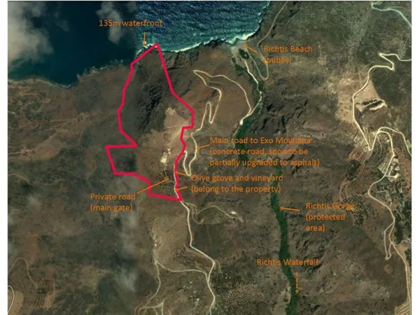 Land with large sea frontage and unfinished villa - Exo Mouliana, Lasithi, Crete