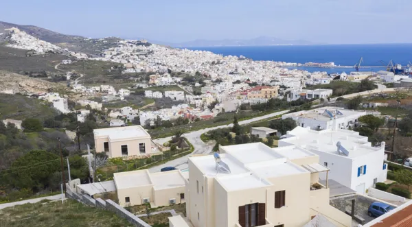 Newly built complex overlooking Ermoupolis and the sea - Syros, Syros, Cyclades Islands