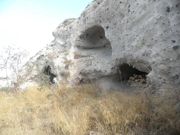 Whitewash house in Messaria traditional settlement - Messaria, Santorini, Cyclades Islands