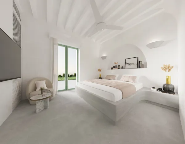 Panoramic views properties of the azure Aegean Sea and the world-famous Santorini sunset - Thira, Santorini, Cyclades Islands
