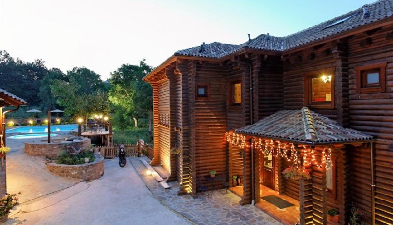 A stunning log chalet type villa in peaceful and verdant location